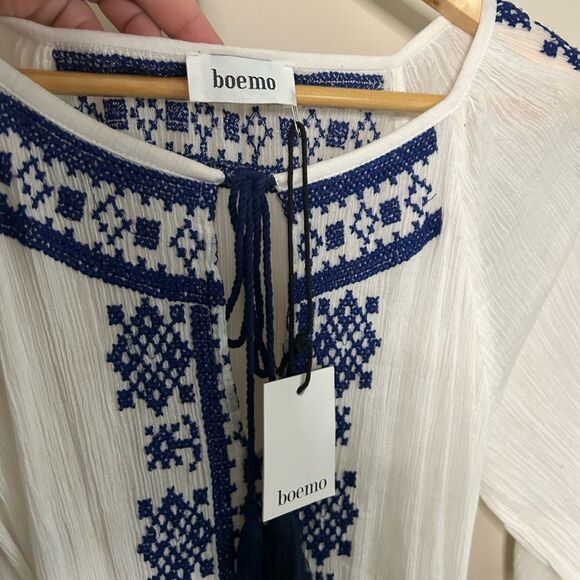 Anthropologie x Boemo Embroidered White Gauze Mini Dress Size Small - Picture 4 of 10